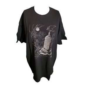 HM Schilling Art Vintage Edgar Allen Poe Nevermore Gravyard T-Shirt Black Sz XL